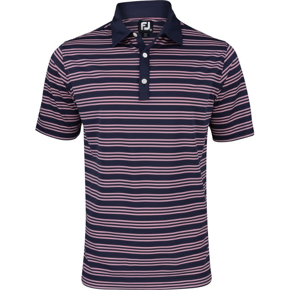 NWT FootJoy Trio Stripe Lisle Self Collar Polo X-Large Navy XL
